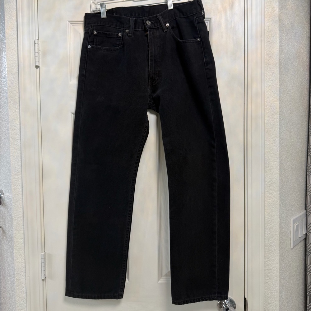 Levi's Men's 505 Regular Fit Straight Leg Black Jeans 34x30 EUC